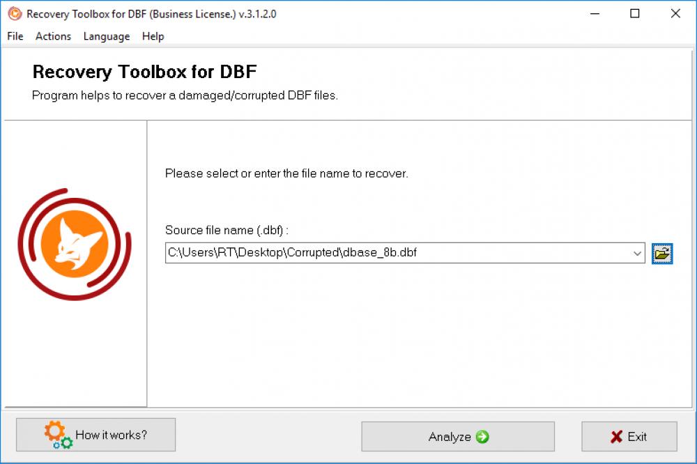 Recovery Toolbox for DBF 2.3.11 (Shareware 3.09Mb)