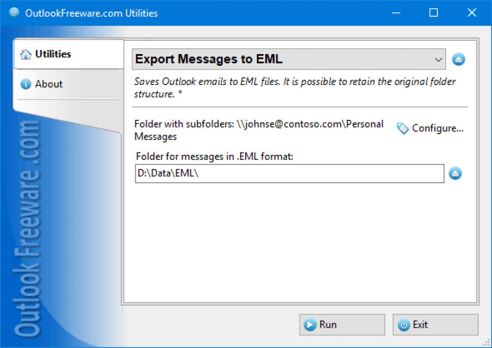 Export Messages to EML for Outlook 4.20 (Freeware 0.30Mb)