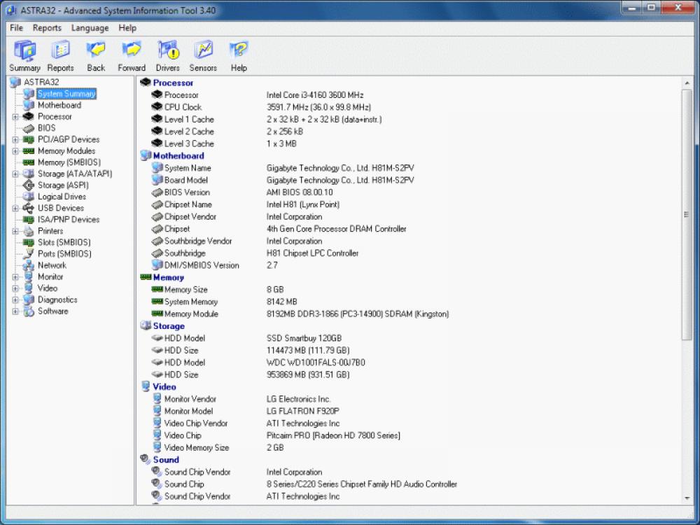 ASTRA32 - Advanced System Information Tool 3.23 (Demo 2.06Mb)