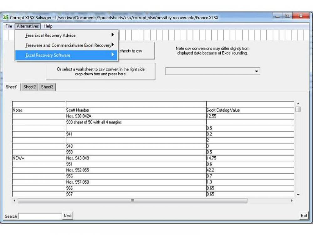 Corrupt XLSX Salvager 2.0.4 (Freeware 7.59Mb)