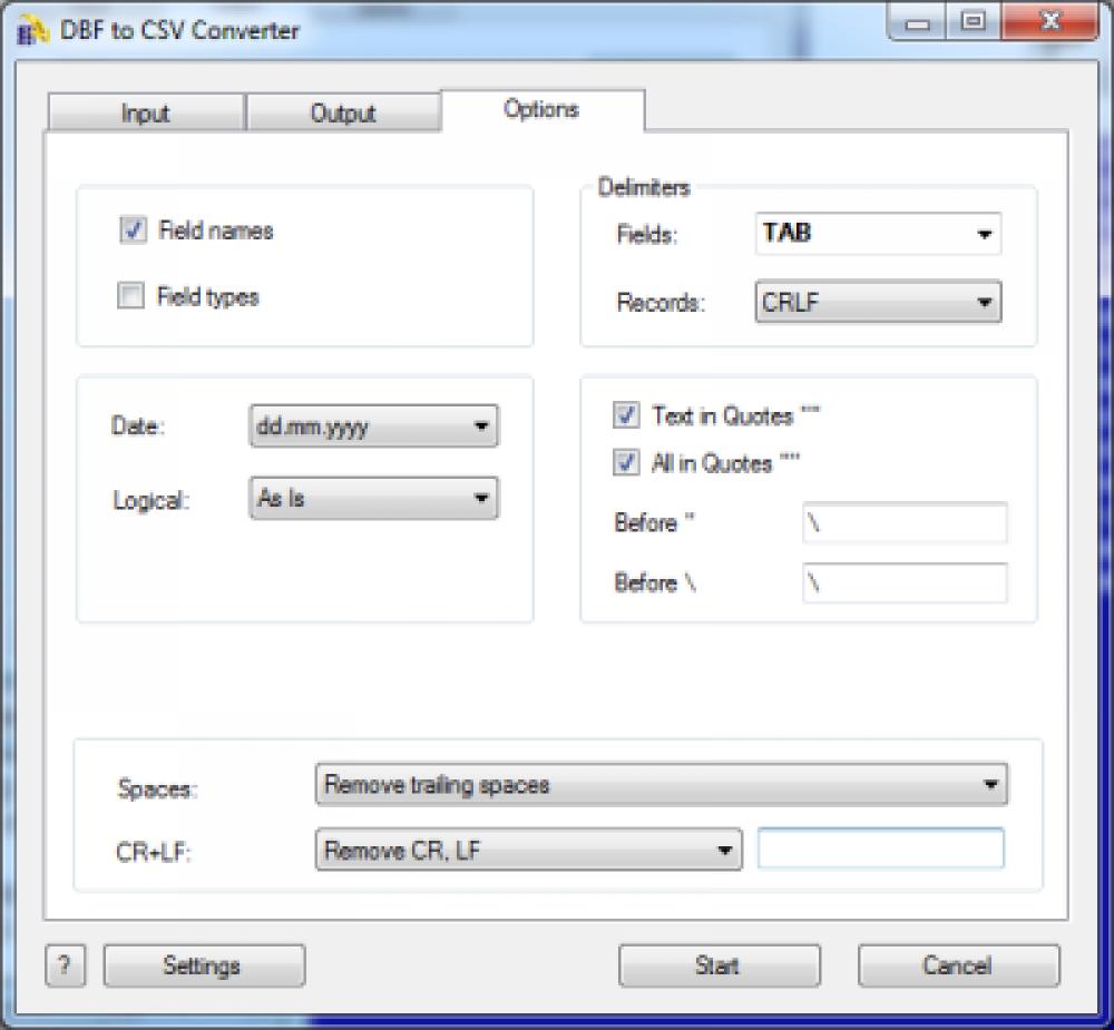 DBF to CSV Converter 3.45 (Shareware 21.01Mb)