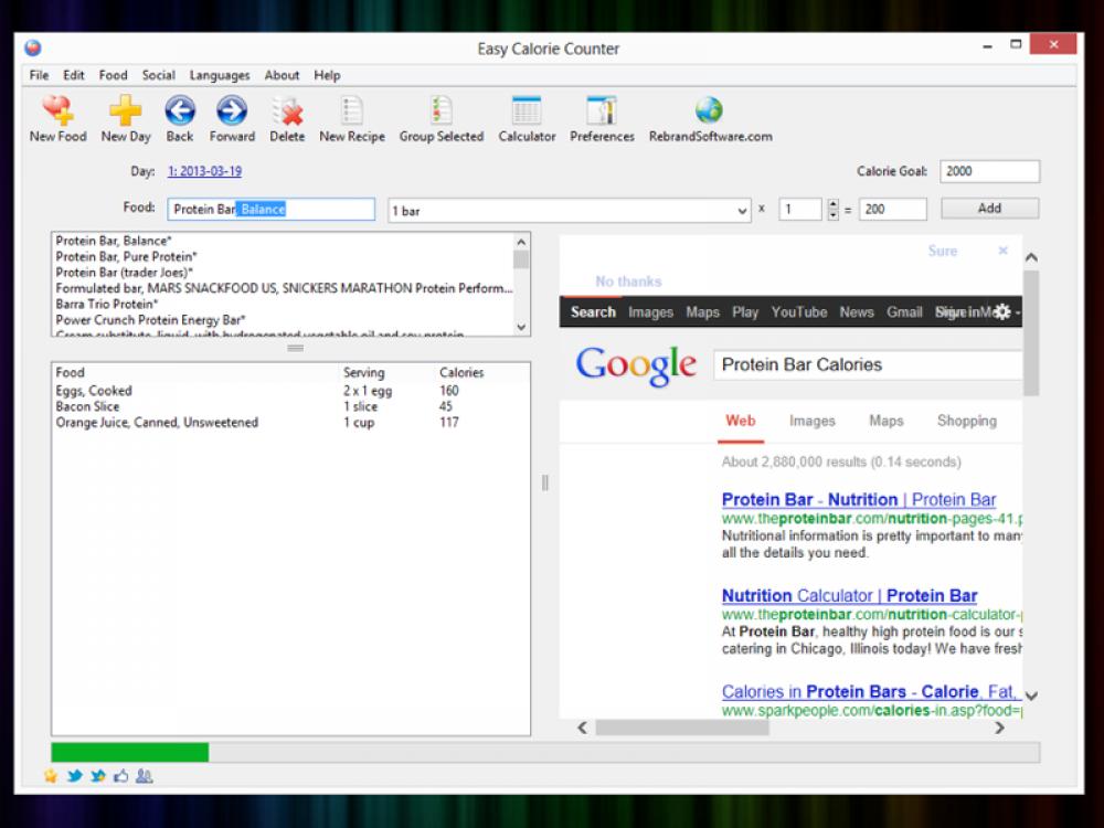 Easy Calorie Counter 2.1 (Shareware 5.18Mb)