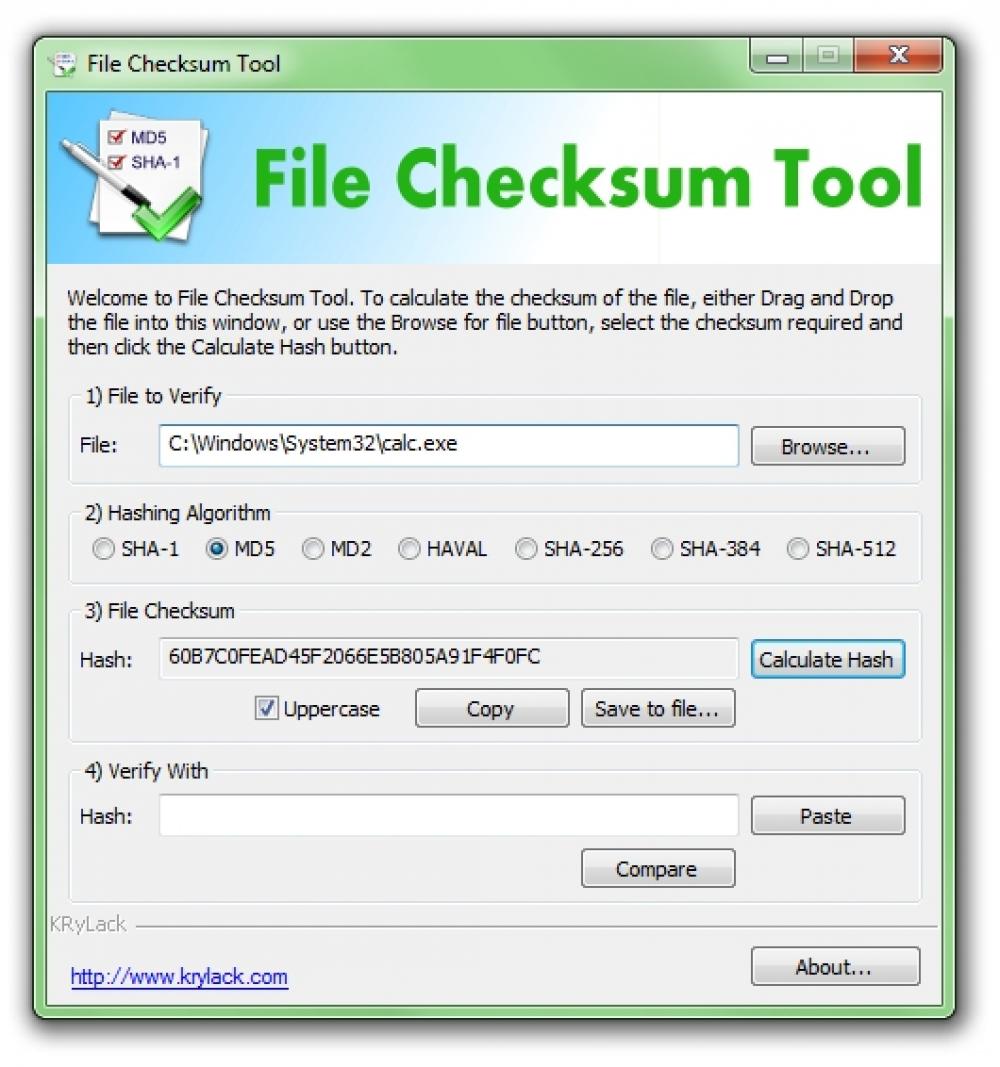File Checksum Tool 1.41 (Freeware 3.34Mb)