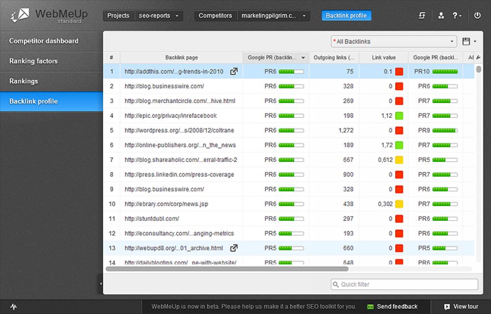 WebMeUp Backlink Tool 1.17 (Shareware 0.38Mb)