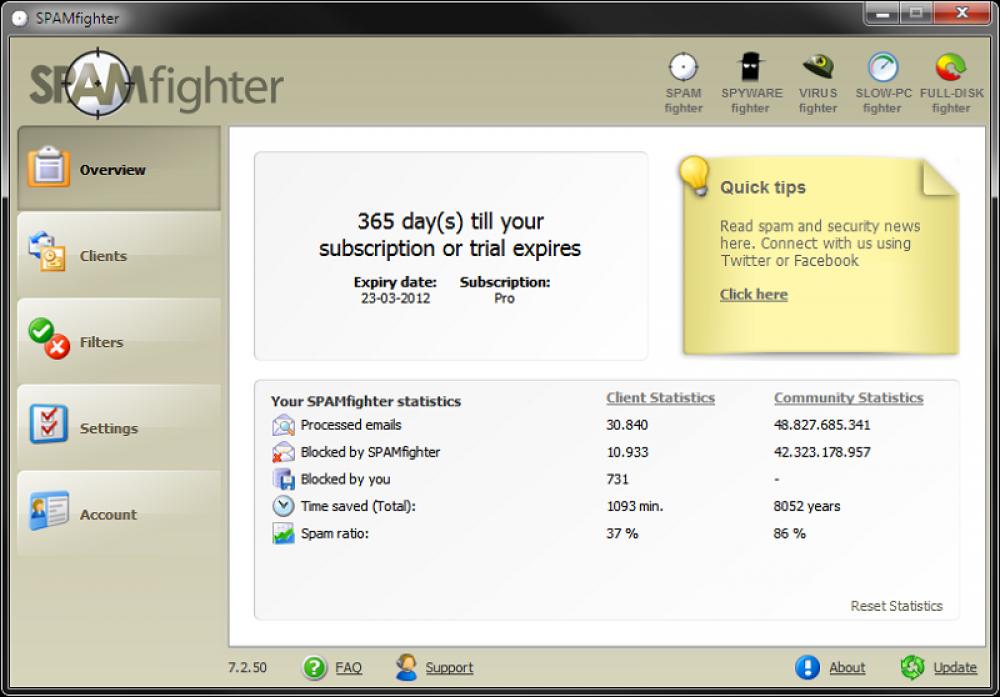 SPAMfighter Standard 7.6.104 (Freeware 2.47Mb)