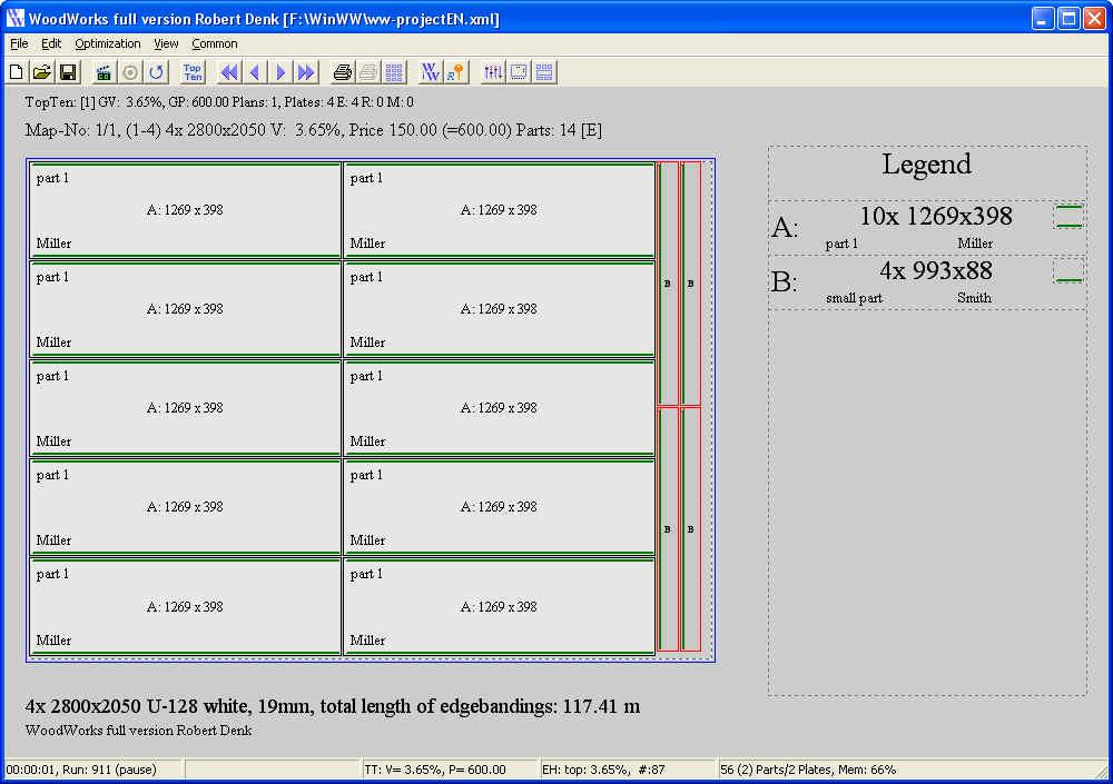 Panel Cut Optimization WoodWorks 1.8.6 (Shareware 4.79Mb)