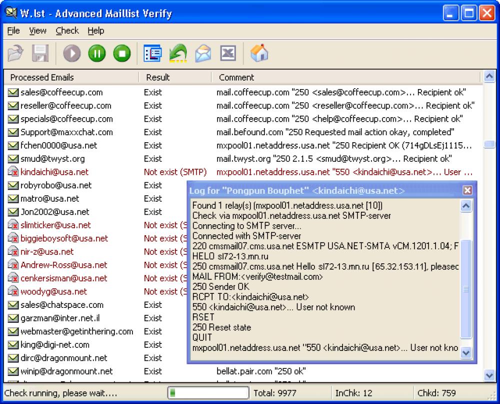 Advanced Maillist Verify 4.79 (Shareware 1.72Mb)