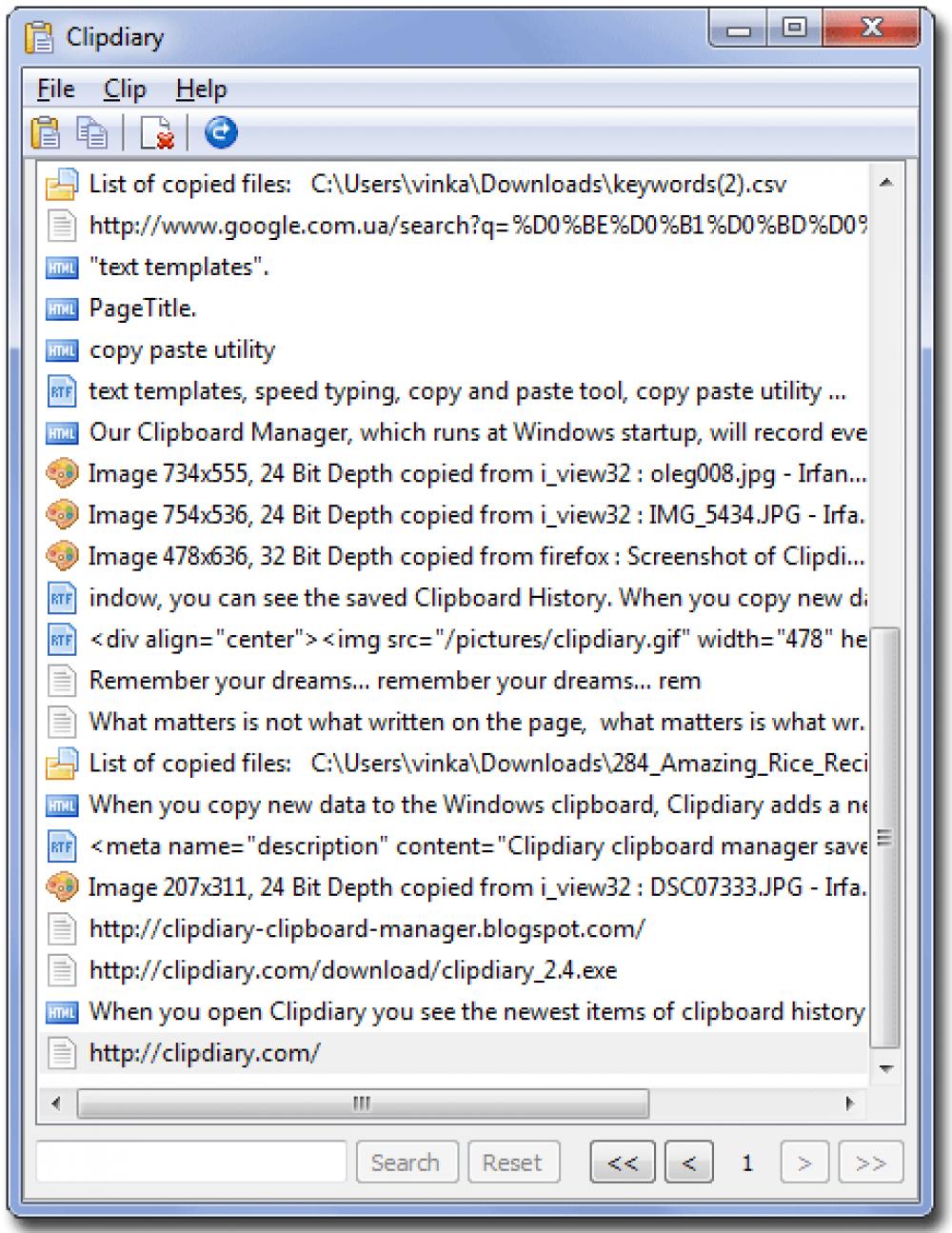 Clipdiary 3.8 (Shareware 3.11Mb)