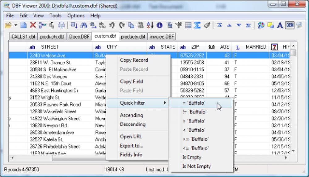 DBF Viewer 2000 7.59 (Shareware 4.45Mb)