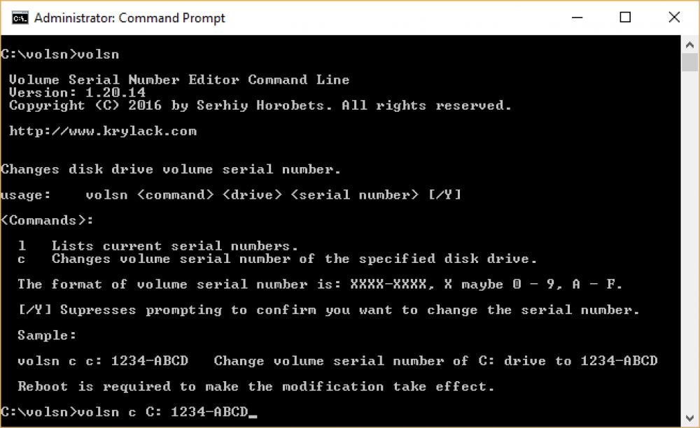 Volume Serial Number Editor Command Line 2.02 (Shareware 2.40Mb)