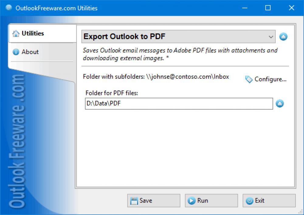 Export Messages to PDF for Outlook 4.11 (Freeware 0.32Mb)