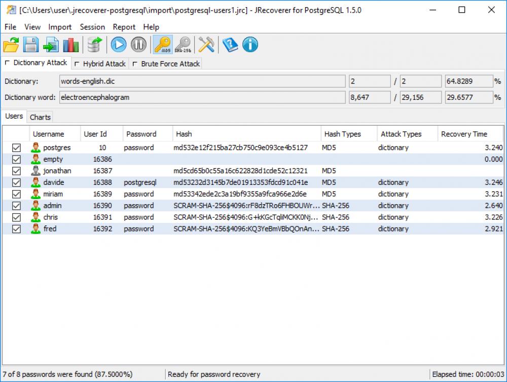 JRecoverer for PostgreSQL Passwords 1.5.0 (Shareware 51.74Mb)