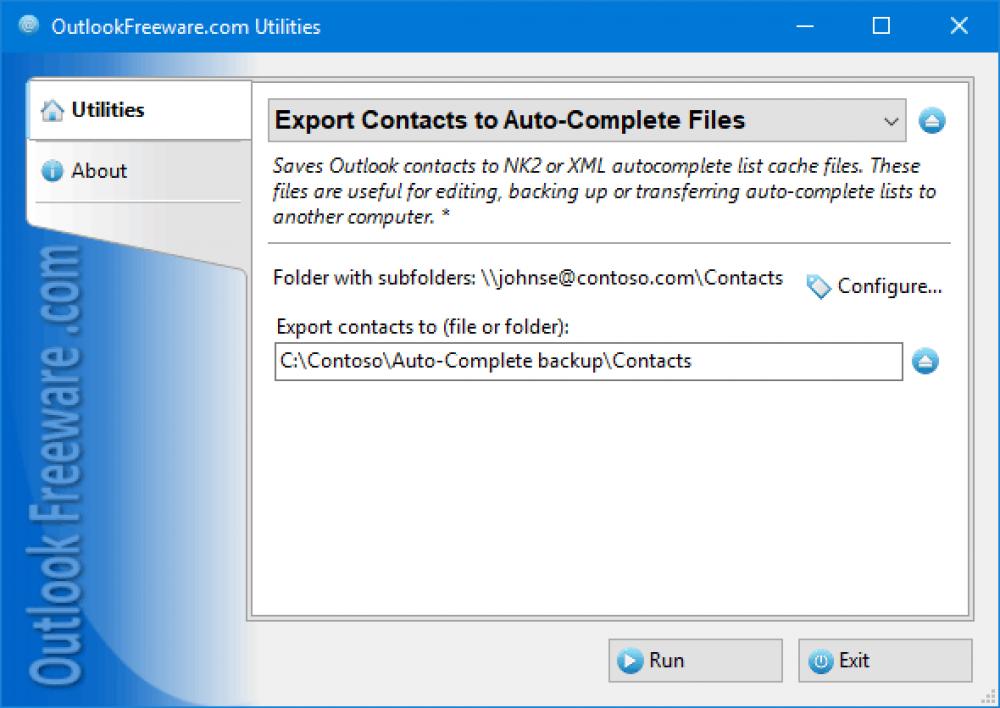 Export Contacts to Auto-Complete Files 4.20 (Freeware 0.30Mb)