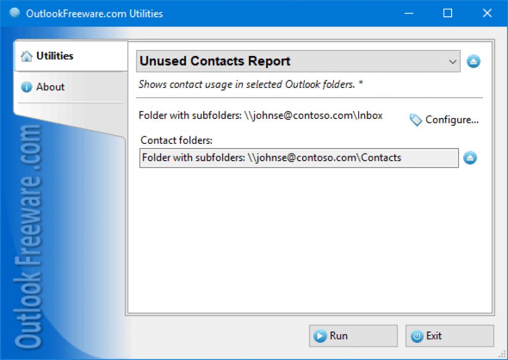 Unused Contacts Report for Outlook 4.21 (Freeware 0.32Mb)