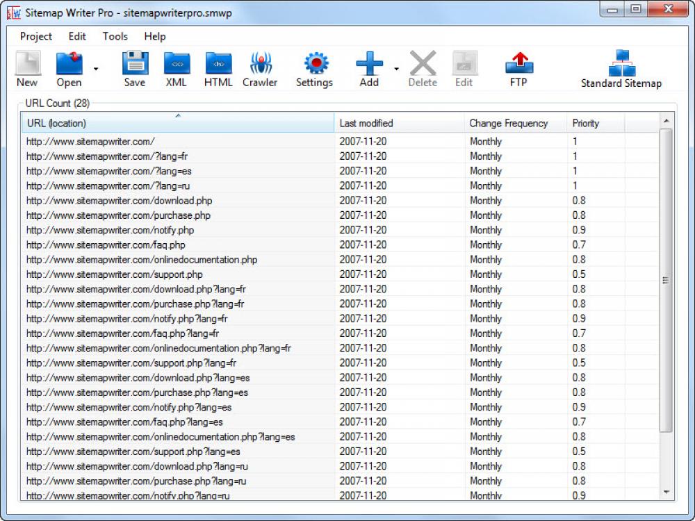 Sitemap Writer Pro 5.4.7 (Shareware 1.92Mb)