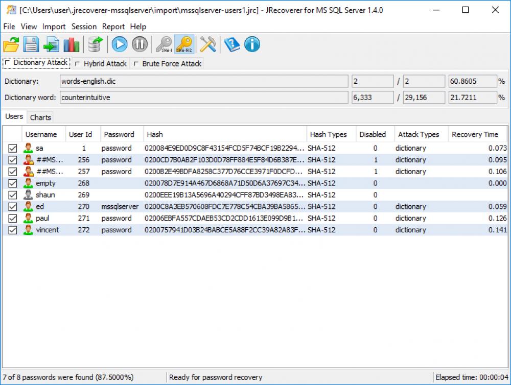 JRecoverer for MS SQL Server Passwords 1.4.1 (Shareware 52.02Mb)