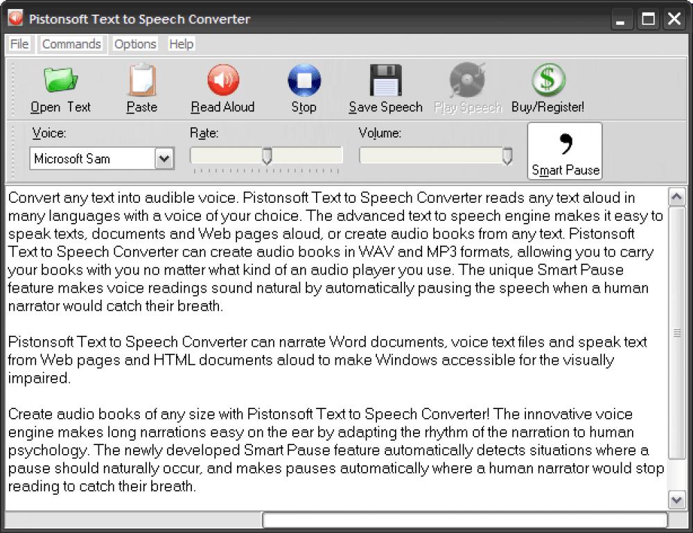 Pistonsoft Text to Speech Converter 1.2 (Shareware 8.20Mb)