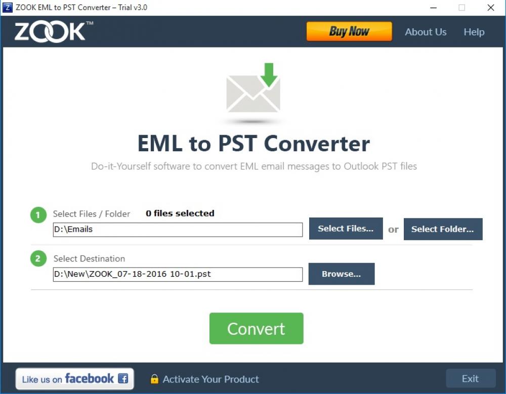 ZOOK EML to PST Converter 3.0 (Shareware 3.42Mb)