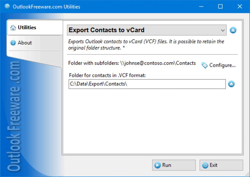 Export Contacts to vCard for Outlook 4.20 (Freeware 0.31Mb)