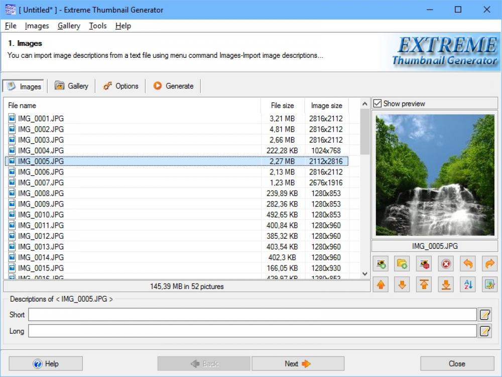 Extreme Thumbnail Generator 2.3.1 (Shareware 18.90Mb)