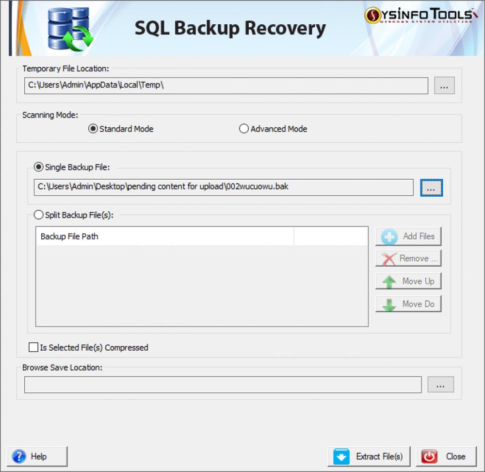 SysInfoTools SQL Backup Recovery 18.0 (Shareware 1.39Mb)