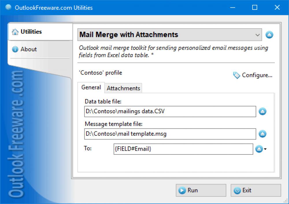 Mail Merge with Attachments for Outlook 4.20 (Freeware 0.30Mb)