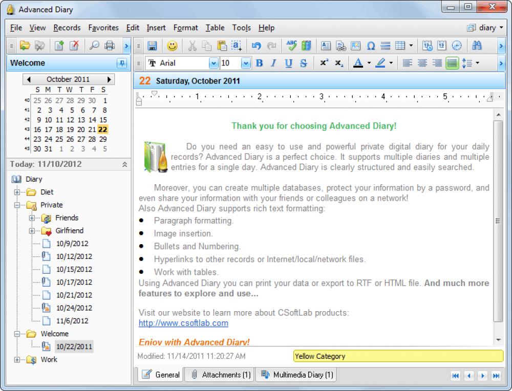 Advanced Diary 3.7.1 (Shareware 13.45Mb)