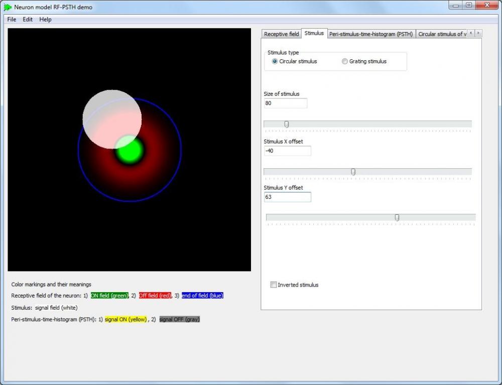 Neuron model RF-PSTH 1.0 (Freeware 2.68Mb)