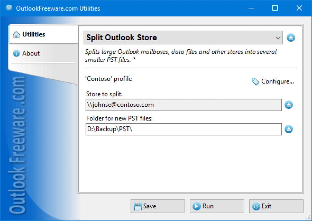 Split PST Files 4.11 (Freeware 0.29Mb)