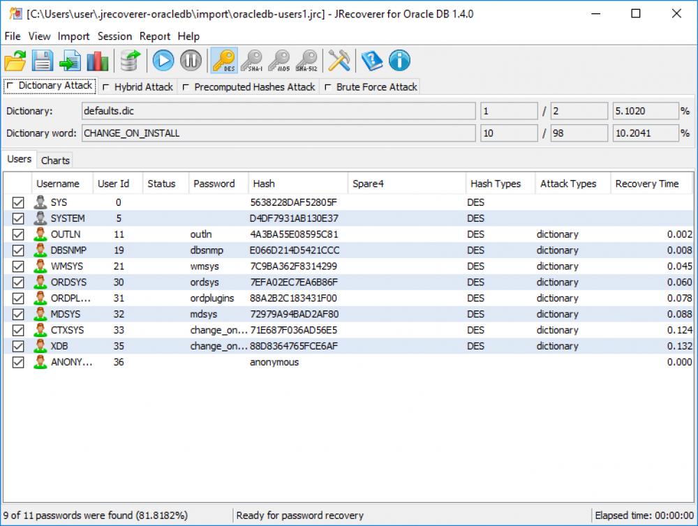 JRecoverer for Oracle Database Passwords 1.4.1 (Shareware 53.76Mb)