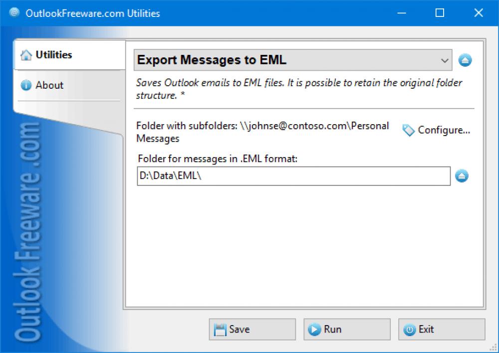 Export Messages to EML Files 4.11 (Freeware 0.30Mb)
