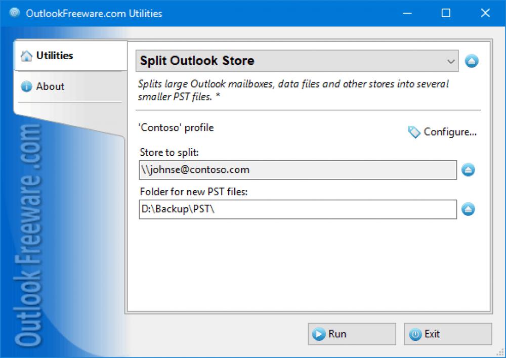 Split PST Files for Outlook 4.16 (Freeware 0.31Mb)