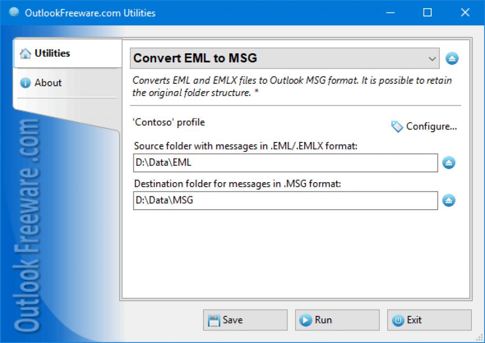 Convert EML Files to Outlook MSG 4.11 (Freeware 0.30Mb)