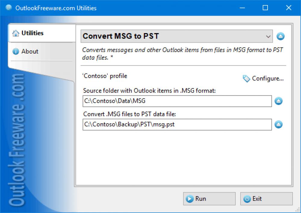 Convert MSG to PST for Outlook 4.20 (Freeware 0.31Mb)