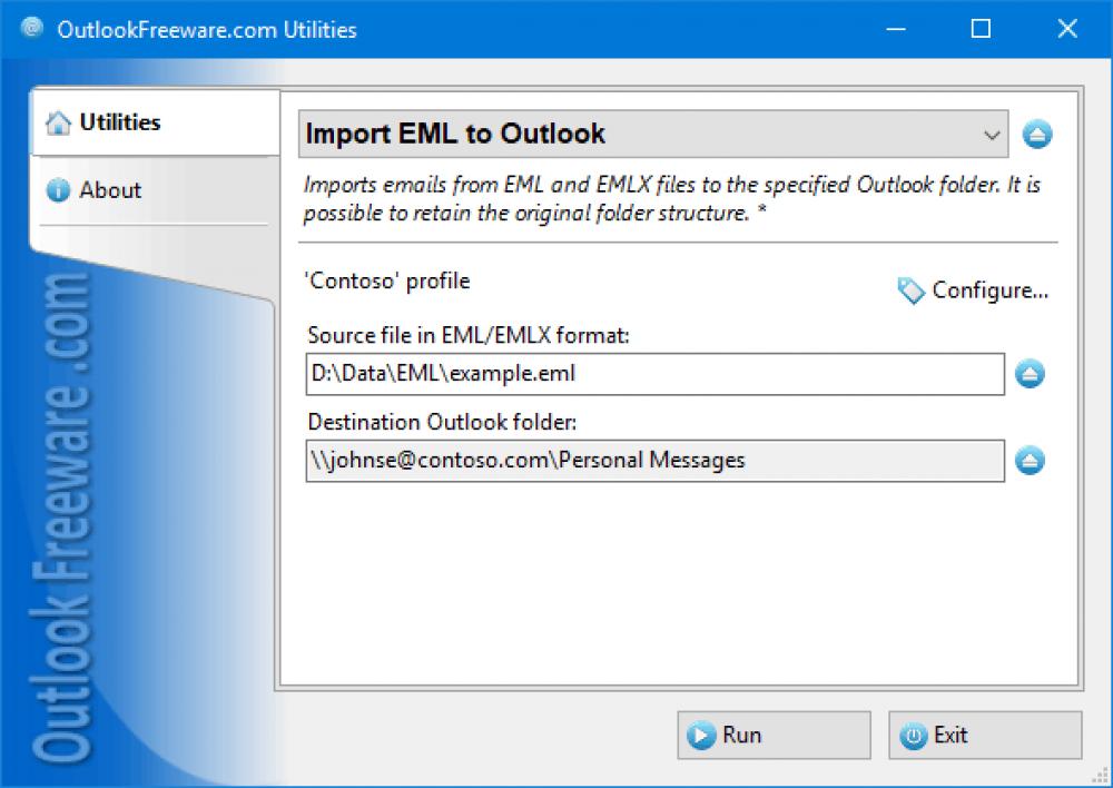 Import EML to Outlook 4.20 (Freeware 0.30Mb)