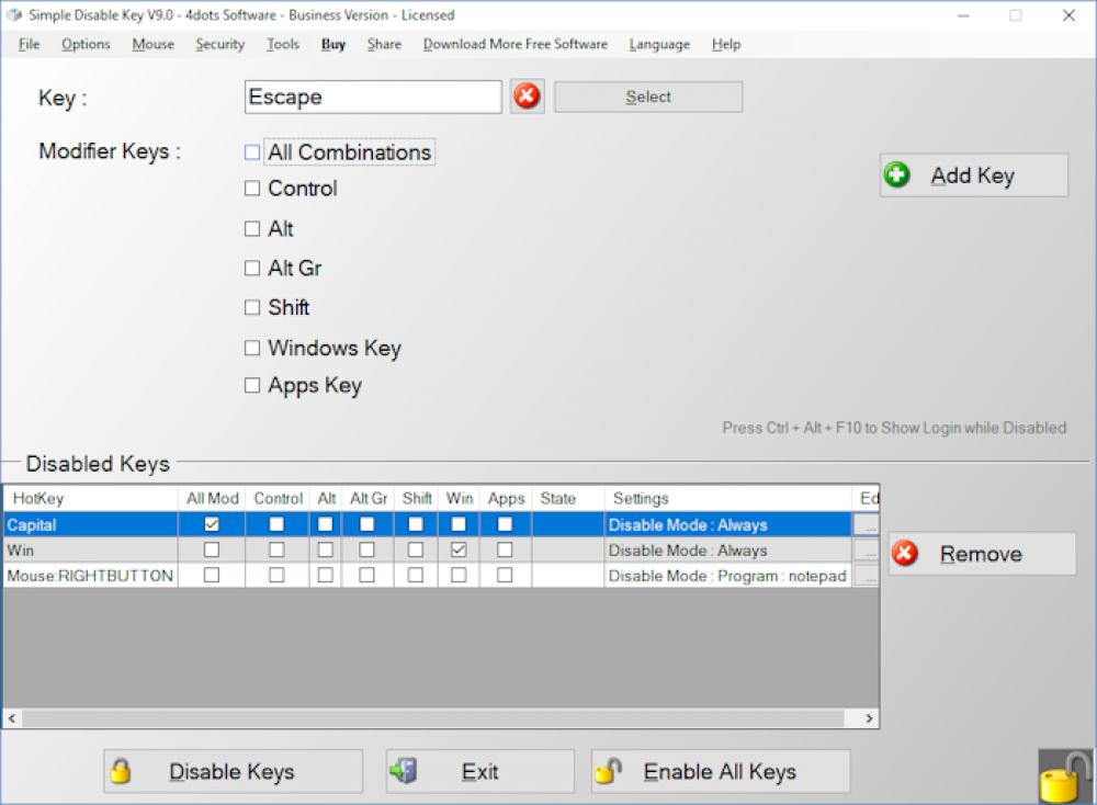Simple Disable Key 12.14 (Shareware 9.04Mb)