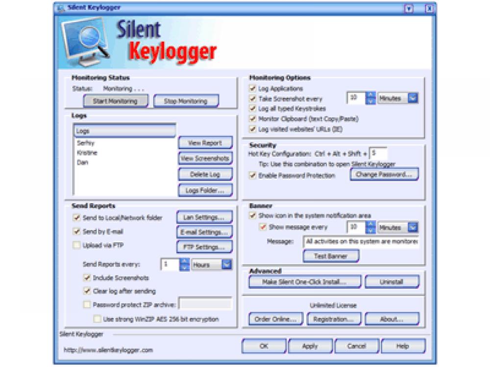 Silent Keylogger 1.40 (Shareware 3.29Mb)