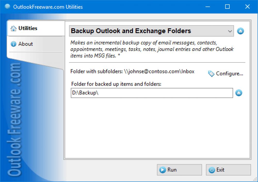 Backup Outlook and Exchange Folders 4.20 (Freeware 0.31Mb)