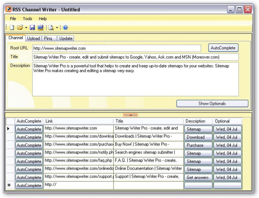 RSS Channel Writer 2.1.3 (Shareware 2.14Mb)