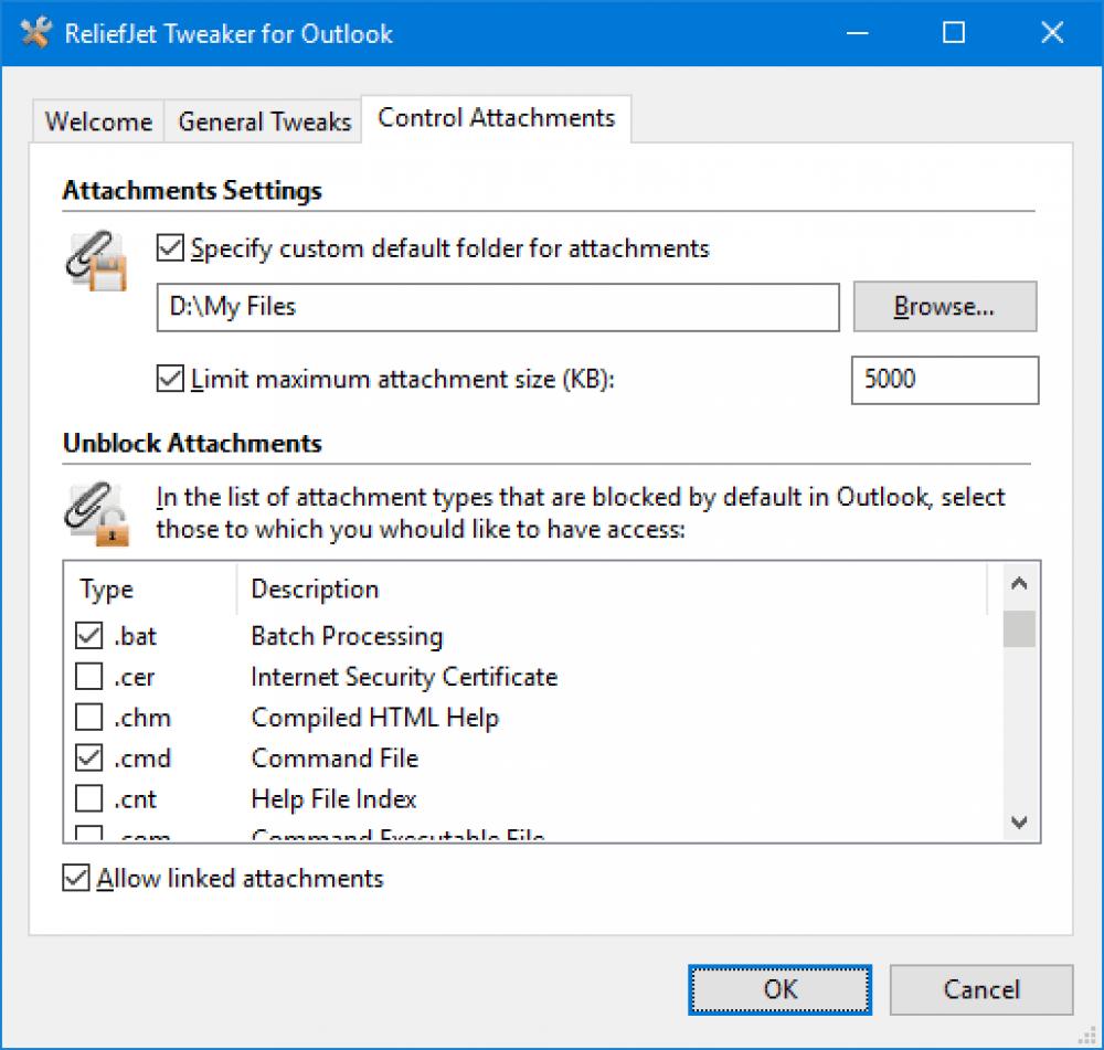 ReliefJet Tweaker for Outlook 1.1 (Freeware 0.31Mb)