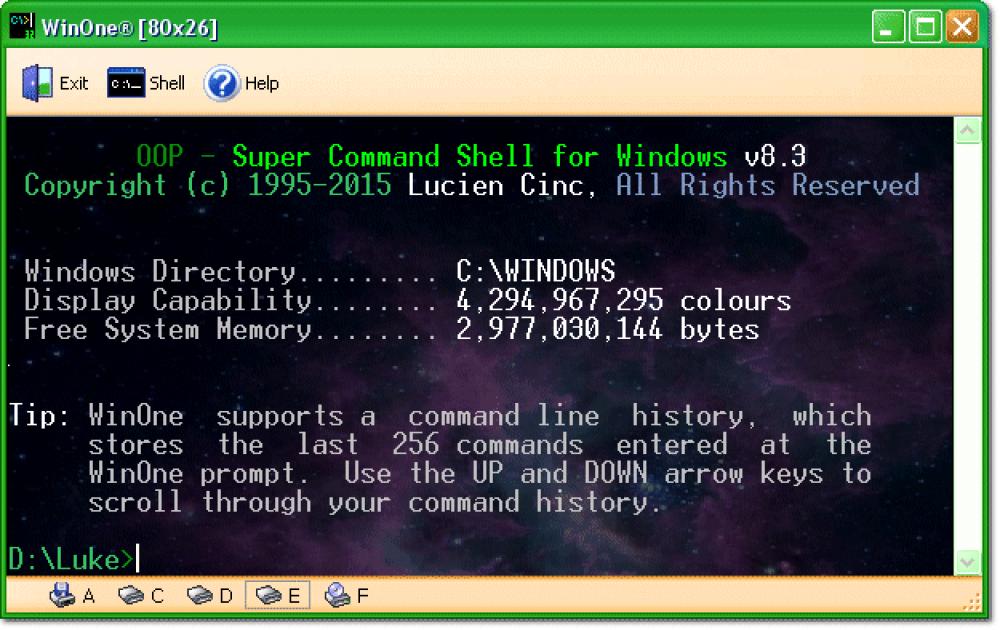 WinOne Free Command Prompt for Windows 8.5 (Freeware 7.62Mb)