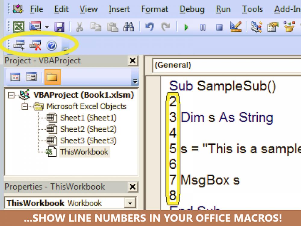 VBA Line Numbers with CodeLiner 6.0 (Shareware 2.19Mb)