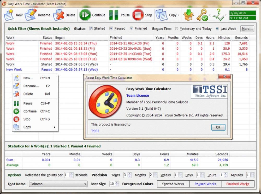 Easy Work Time Calculator 9.0 (Freeware 0.79Mb)