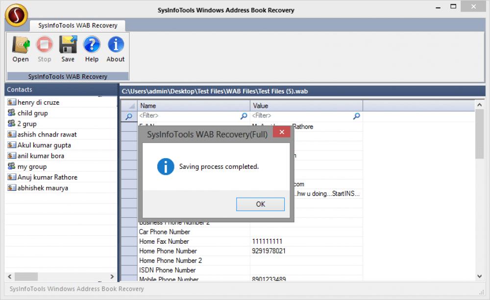 SysInfoTools WAB File Recovery 1 (Shareware 2.67Mb)