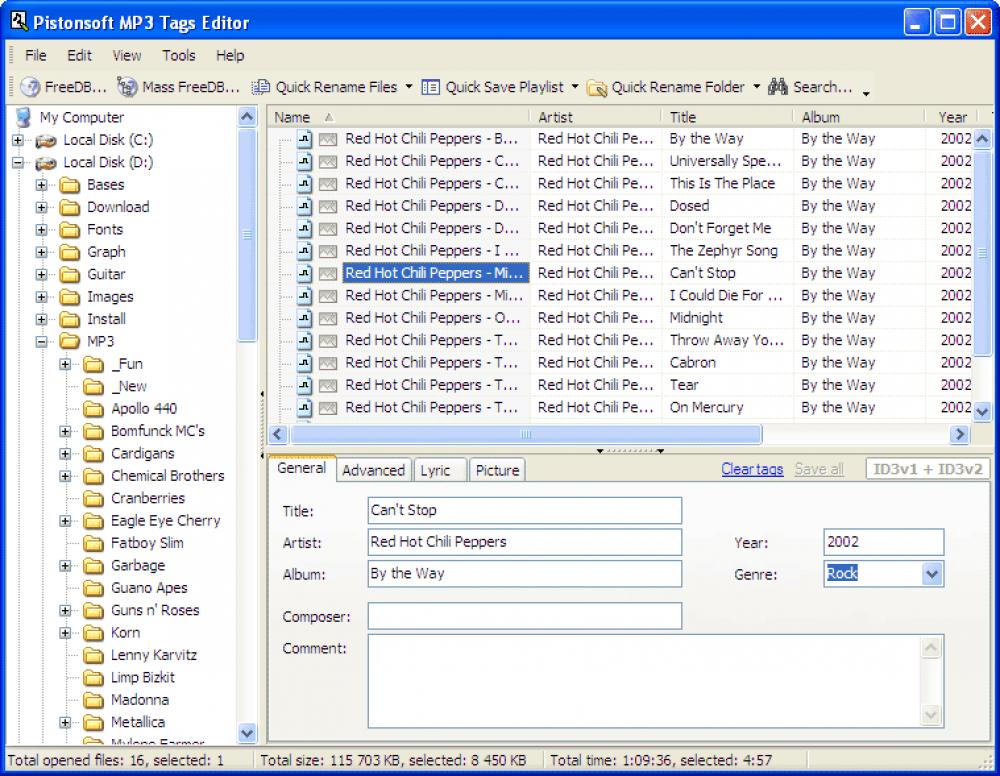 Pistonsoft MP3 Tags Editor 2.7 (Shareware 1.95Mb)