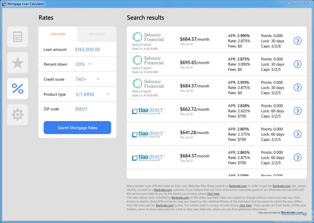 Mortgage Calculator by MLCalc.com 1.0.0 (Freeware 8.27Mb)