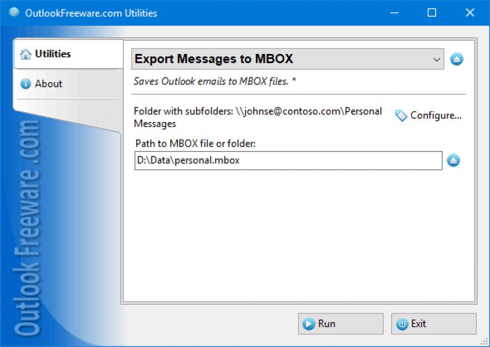 Export Messages to MBOX for Outlook 4.20 (Freeware 0.30Mb)