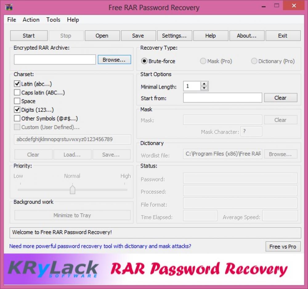 Free RAR Password Recovery 3.70 (Freeware 4.80Mb)