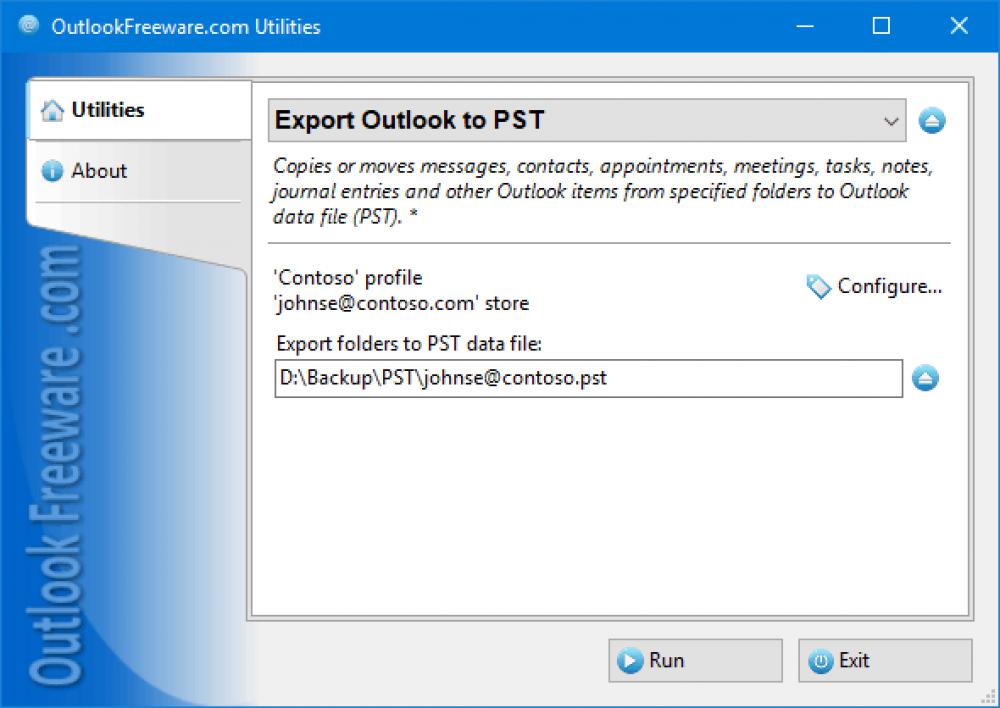 Export Outlook to PST 4.20 (Freeware 0.30Mb)