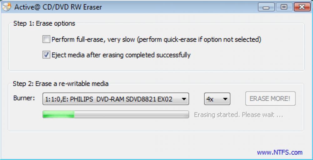 Active@ DVD Eraser 2.0.1.0 (Freeware 0.60Mb)